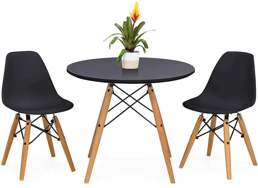 Set de 4 scaune moderne pentru dining cu masă, 3 culori - negru