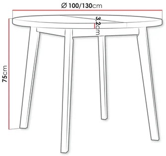 Masă sufragerie extensibilă Herra 100 130 III L (Stejar artisan + Alb) (pentru 2-4 persoane). 1105384