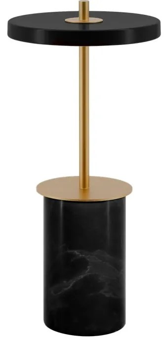 Veioză neagră LED cu intensitate reglabilă din marmură cu abajur din metal (înălțime 25,5 cm) Asteria Move Mini – UMAGE