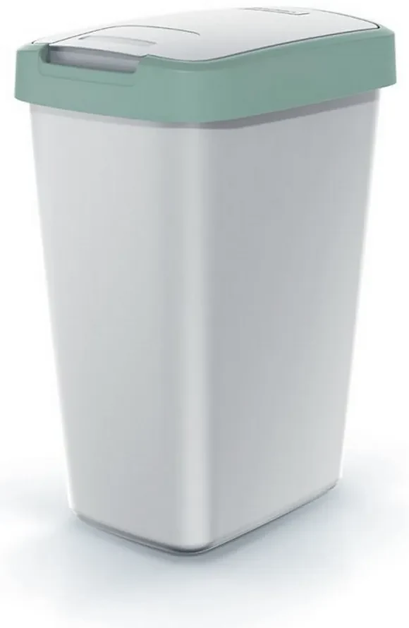 Coș de gunoi cu capac colorat, 12 l, verde/gri