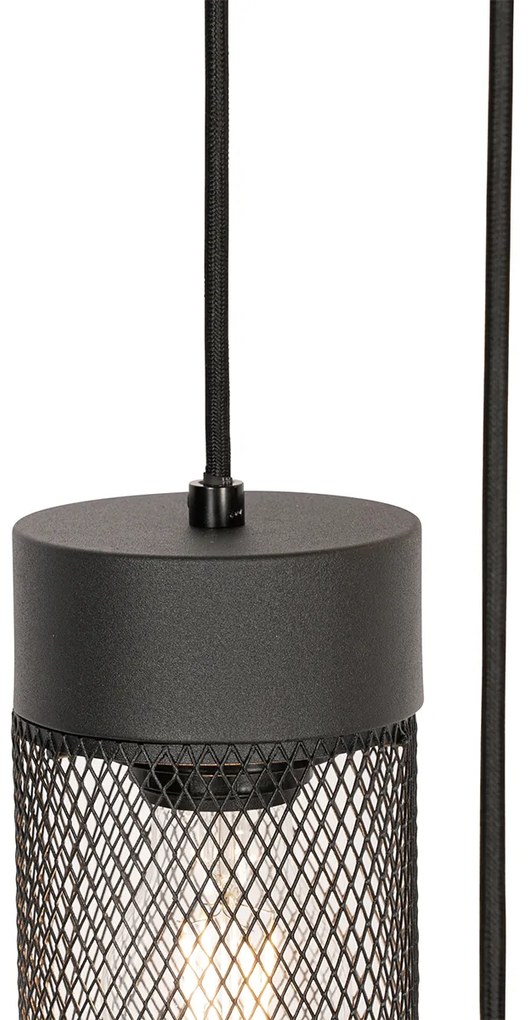 Lampă suspendată industrială neagră cu 3 lumini - Jim