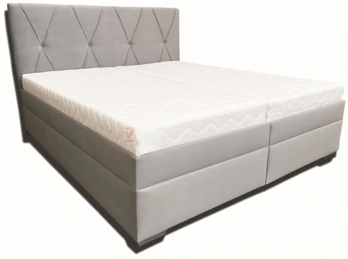 Pat matrimonial 160 cm Klissa (gri deschis) (cu saltea din arcuri) (fără somieră). 1052033