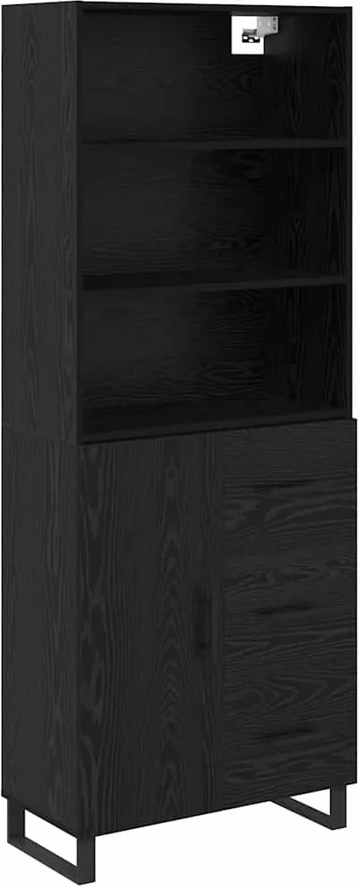 vidaXL Bufet cu sertar Stejar Negru 69,5 x 34 x 180 cm Lemn compozit