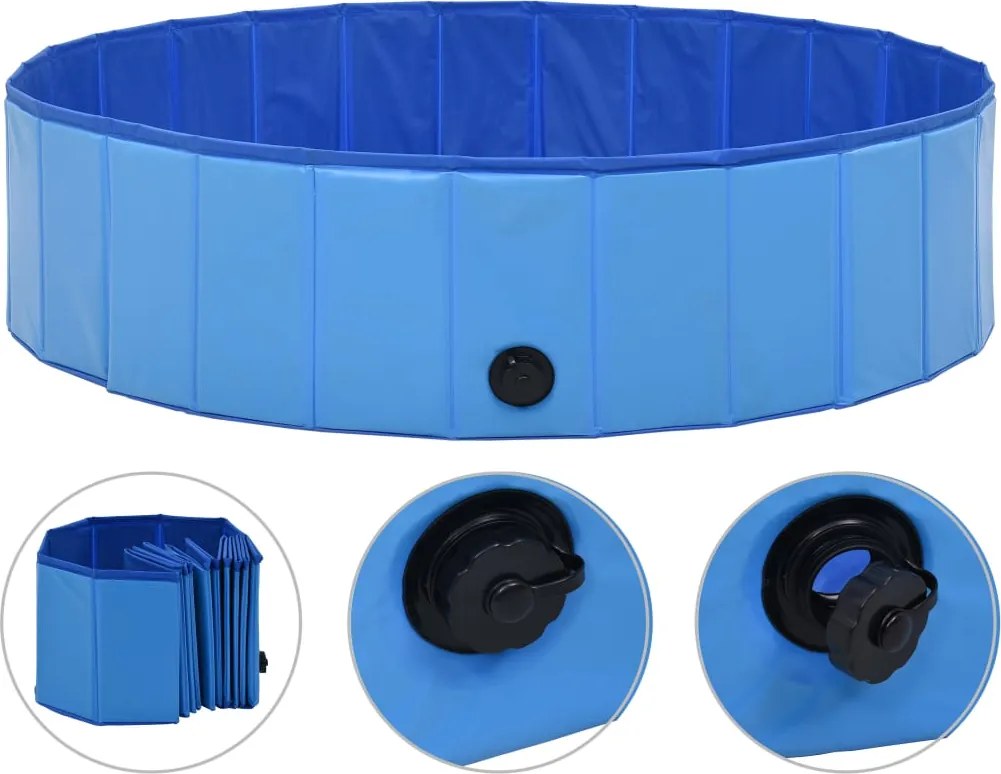 vidaXL Piscină pentru câini pliabilă, albastru, 120 x 30 cm, PVC