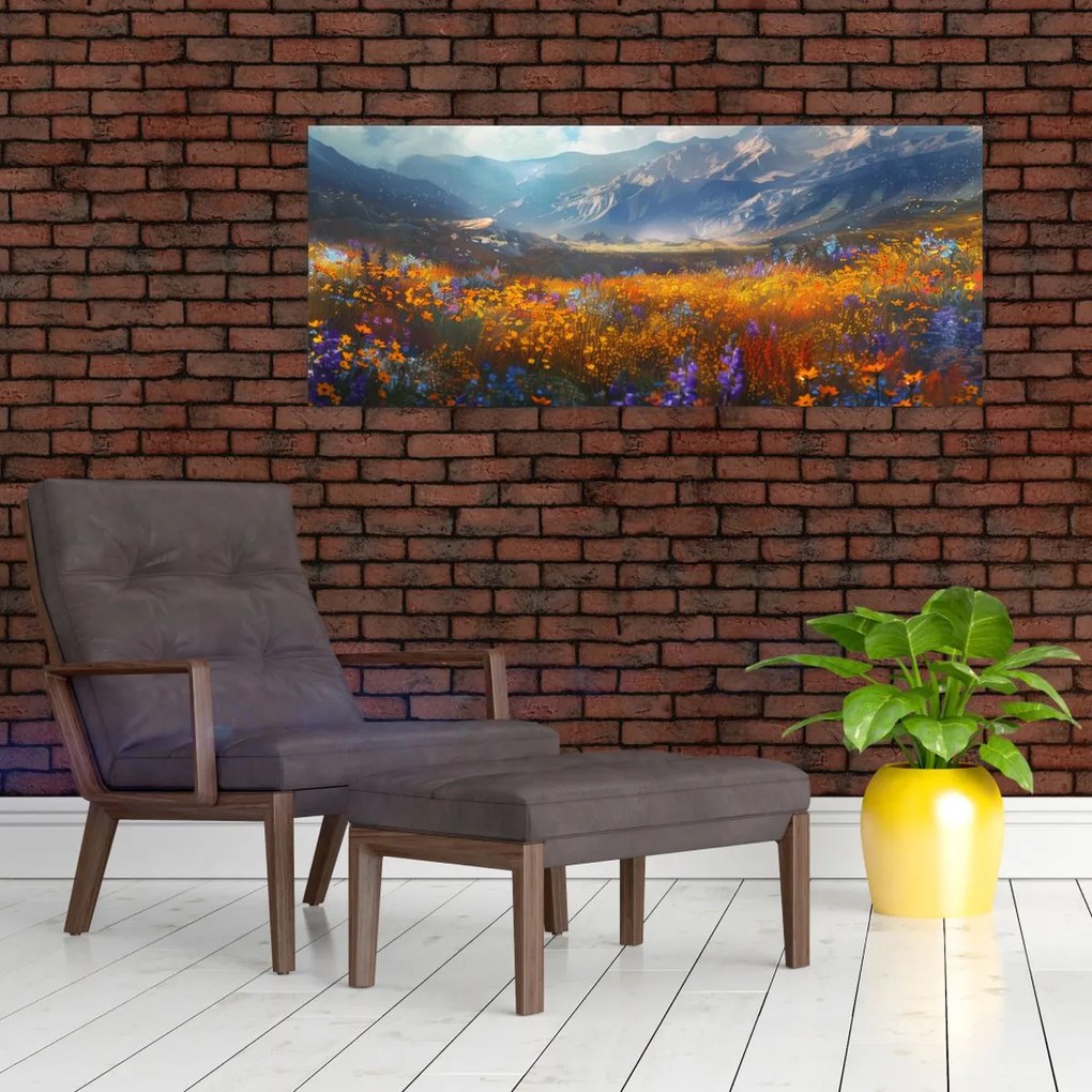 Tablou - Peisaj montan pictat II. (120x50 cm)