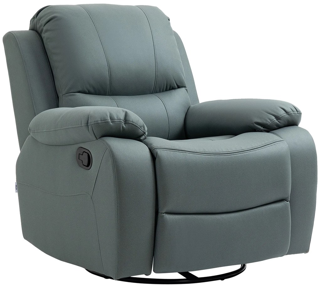 HOMCOM Relaxsessel cu înclinare până la 135°, rotire la 360 de grade, 93 cm x 100 cm x 98 cm, cadru din oțel, Verde | Aosom Romania