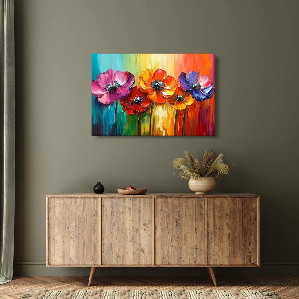 Tablou - Cinci flori colorate (90x60 cm)