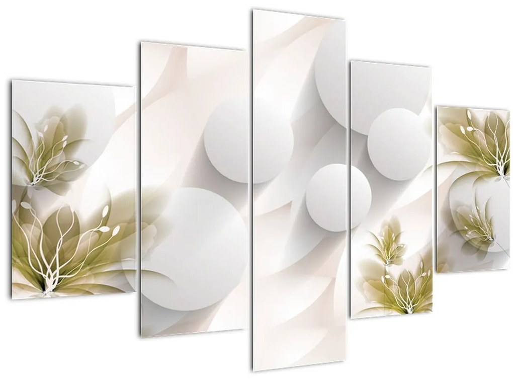 Tablou - 3D cercuri cu flori (150x105 cm)