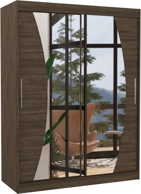 Dulap cu usi glisante si oglinda 150x200 cm, Modesto, ADRK Furniture (Culoare: Alb)