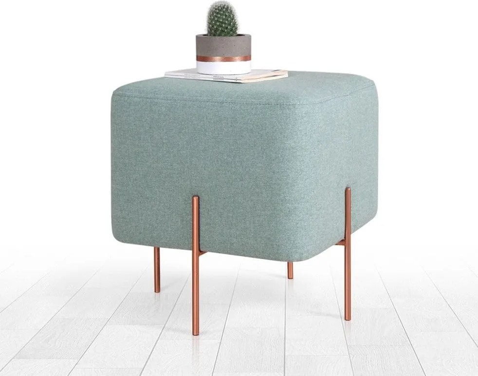 Taburet COPPER 54, stofa clasica verde menta, 40x40x42 cm