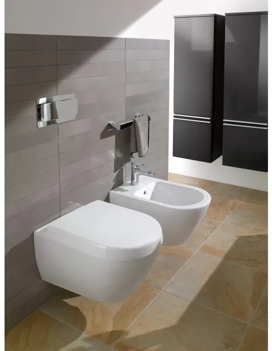 Pachet vas WC rimless suspendat + bideu suspendat, Villeroy&Boch Subway 2.0, DirectFlush, cu capac WC inchidere lenta