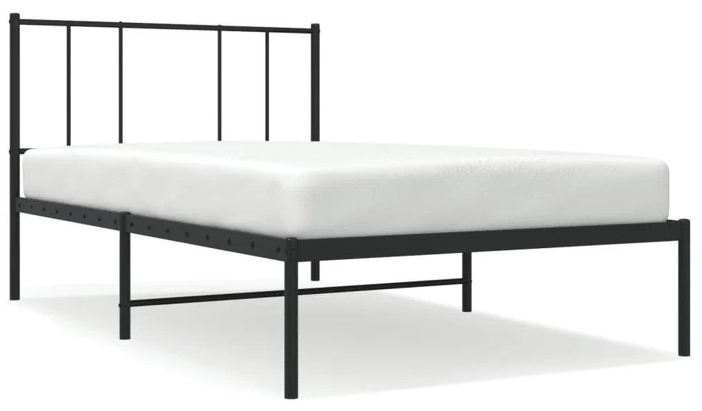 352475 vidaXL Cadru de pat din metal cu tăblie, negru, 100x200 cm