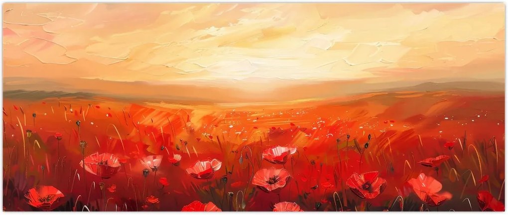 Tablou - Câmp de maci (120x50 cm)