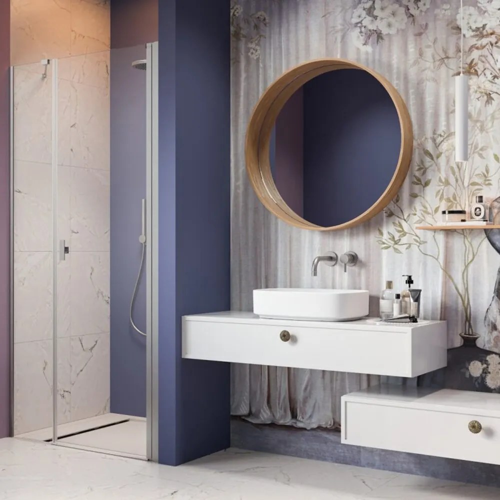 Usa de nisa pivotanta Radaway Nes DWS 110 cm sticla 6 mm finisaj nichel periat-transparent deschidere dreapta