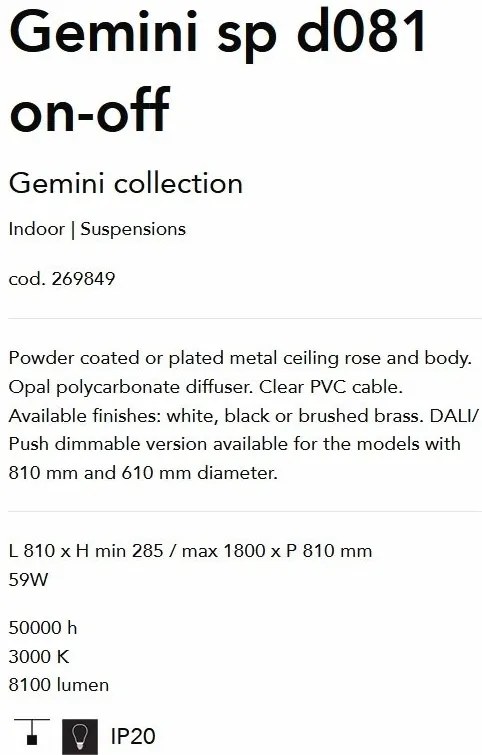 Lustra LED suspendata design circular GEMINI SP D081 OTTONE