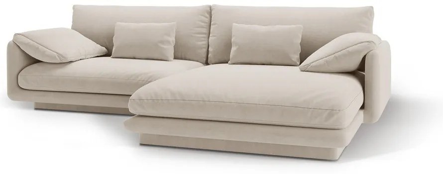 Colțar alb cu tapițerie din catifea (cu colț pe partea dreaptă/cu șezlong) Torino – Micadoni