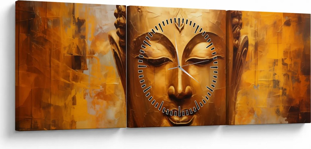 Tablou - Buddha, pictură în ulei (cu ceas) (90x30 cm)