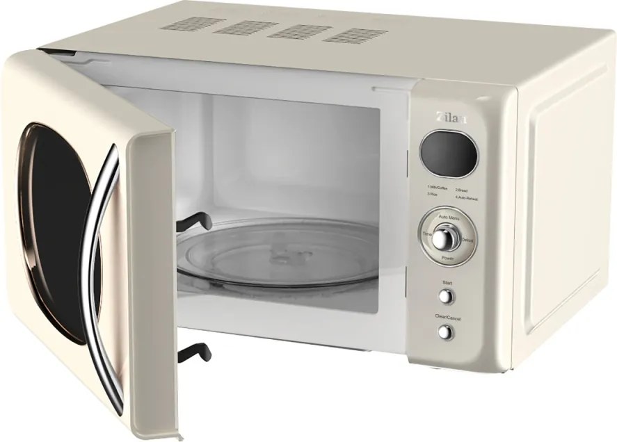 Cuptor cu microunde Zilan ZLN1245 RETRO, Putere 700W, Capacitate 20L, Functie de dezghetare, Afisaj digital, Temporizator