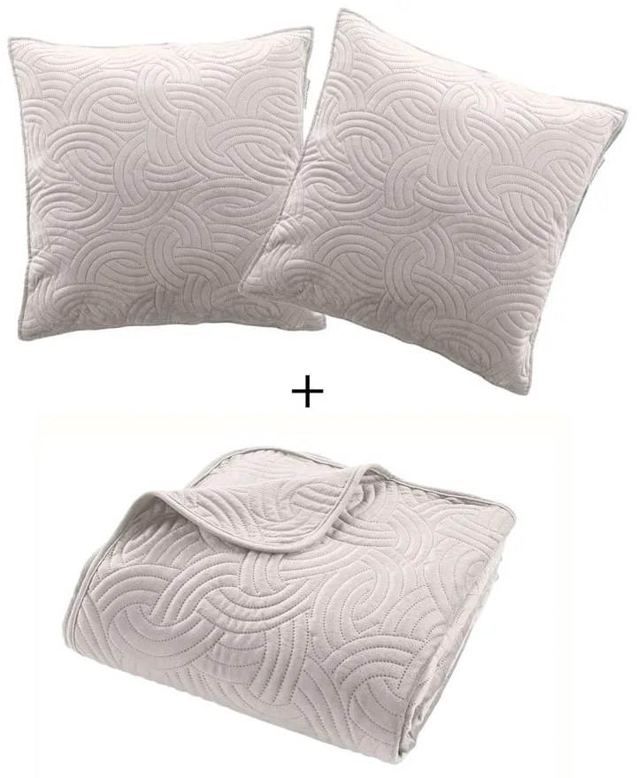 Set cuvertură și față de pernă crem din catifea 240x260 cm Solange – douceur d'intérieur