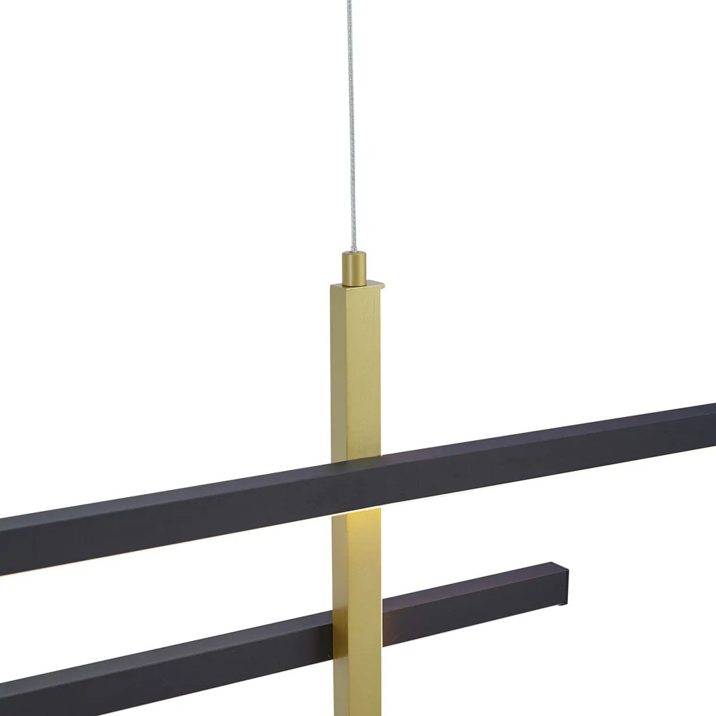 Lampă suspendată de design neagră cu auriu, cu LED reglabil în 3 trepte - Joy