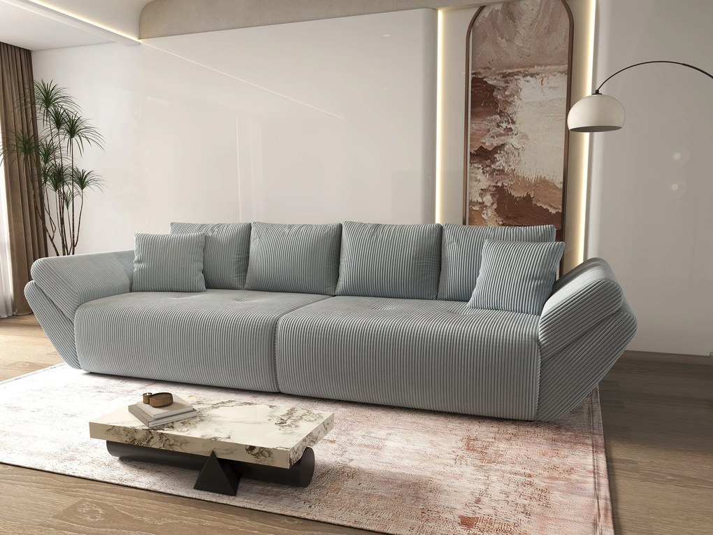 Canapea extensibilă dumonde cu ladă de depozitare si sezut confortabil din spuma high-density, Berlin Zoom Gri 300x100 cm