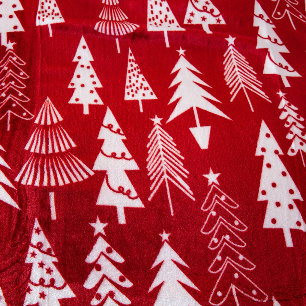 Patura miel din microplus de Craciun CHRISTMAS TREES rosu Dimensiune: 160 x 200 cm