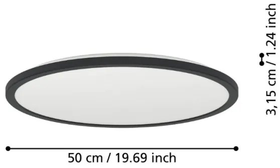 Plafonieră LED dimabilă de exterior Eglo 901455 ROVITO-R 16,8W/230V d. 50 cm IP44 negru + telecomandă