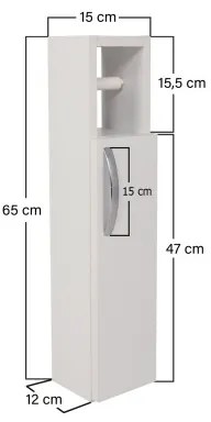 Dulap cu suport pentru hârtie igienică STAR 65x15 cm alb