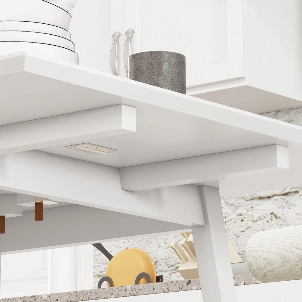 HOMCOM Masă de bucătărie pliabilă masă de dining pliantă cu blat rabatabil din lemn pentru 2 la 4 persoane alb | Aosom Romania