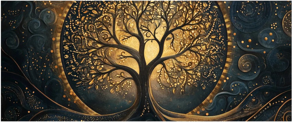 Tablou – Arbore cu aură aurie (120x50 cm)