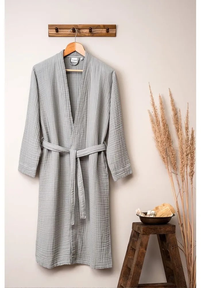 Halat gri S/M din muselină Kimono – Foutastic