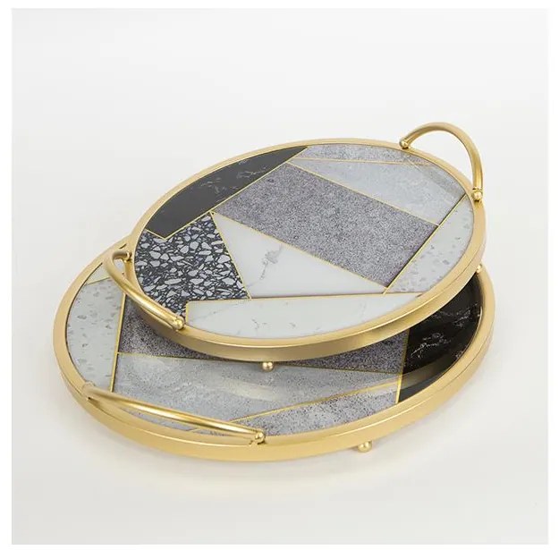 SET 2x tavă decorativă d. 35/30 cm auriu