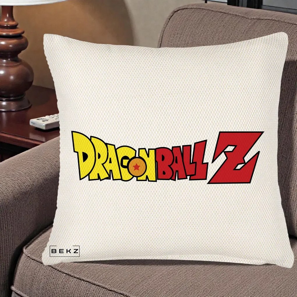 Perna Personalizata Dragon Ball Z Clasic, 40x40 cm, Crem Reliefat, Husa Detasabila, Perna Inclusa, BEKZ®