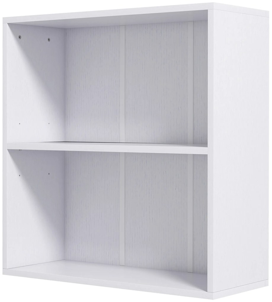 HOMCOM Bibliotecă raft de depozitare cu 2 compartimente și raft reglabil, 60 x 24 x 63 cm, alb | Aosom Romania