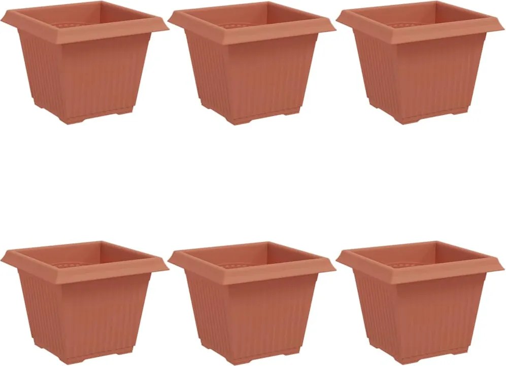 vidaXL Vază pătrată pentru flori 6 pcs Roșu cărămidă 33 x 33 x 26 cm