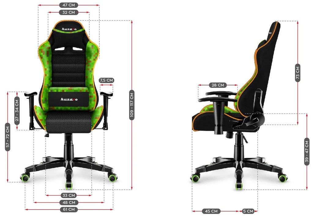 Scaun gaming pentru copii Rover 6 (negru + verde). 1087547
