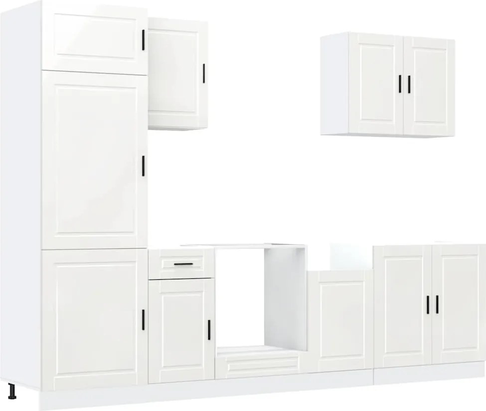 vidaXL Set dulap de bucătărie 7 piese „Porto” alb lucios Lemn