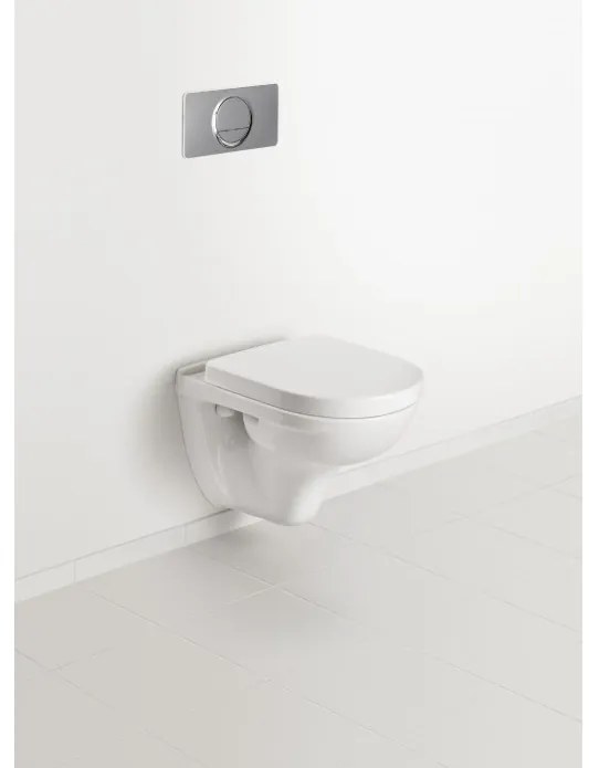 Set vas WC compact suspendat, Villeroy&amp;Boch O.novo, DirectFlush, cu capac inchidere lenta, 36x49cm, Alb Alpin, 5688H101