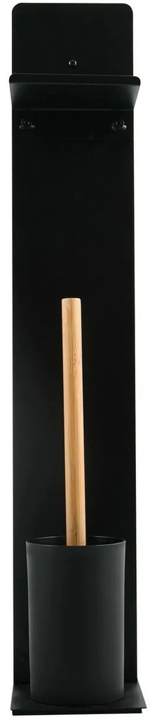 Suport pentru hârtie igienică cu perie și suport Spirella Yoni 67 x 22 x 12 cm, negru