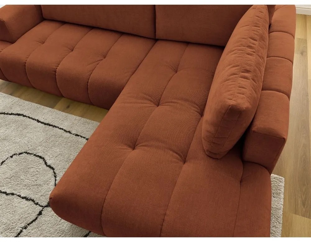 Colțar cărămiziu extensibil/cu spațiu de depozitare (cu colț pe partea dreaptă/în formă de ”L”) Fuji – Bobochic Paris