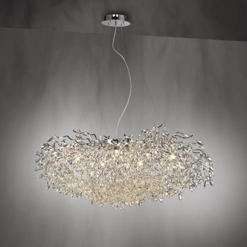 Lustra suspendata design magnific RICICLE crom, 50x120cm
