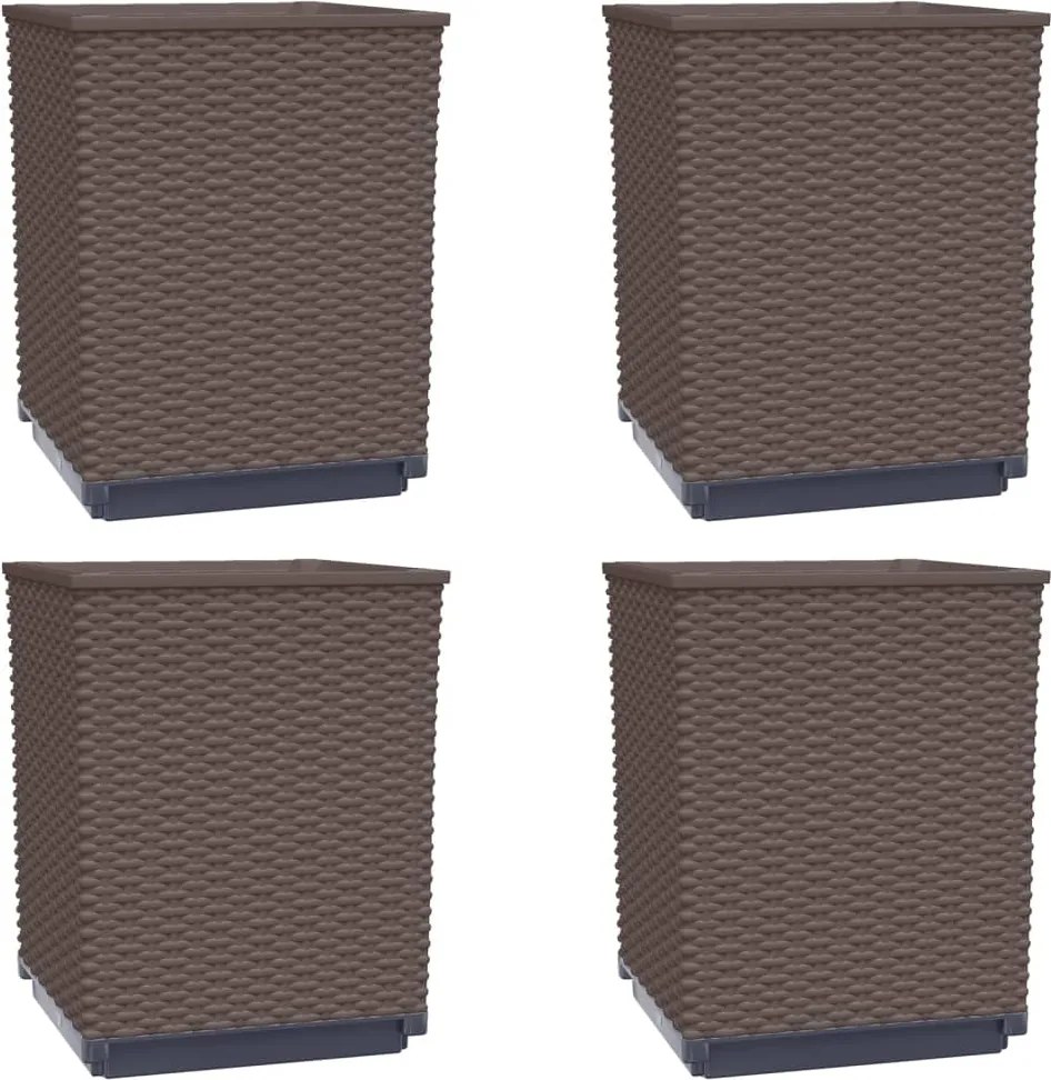 vidaXL Jardiniere, 4 buc., maro, 30x30x37 cm, polipropilenă
