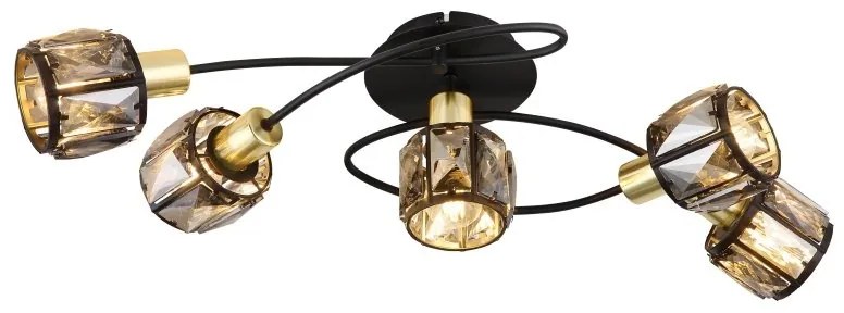 Plafoniera cu 5 spoturi design modern INDIANA auriu, negru