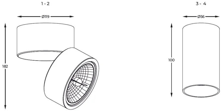 Spot modern aplicat TUBA SL alb
