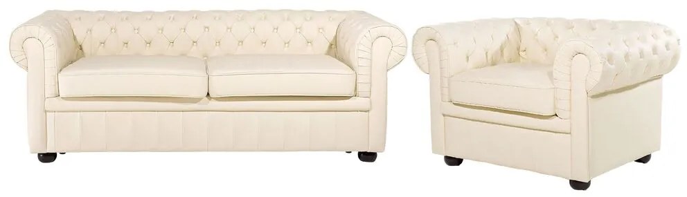 Set de ședere CHICHESTER (piele) (bej) (pentru 4 persoane). 1019056