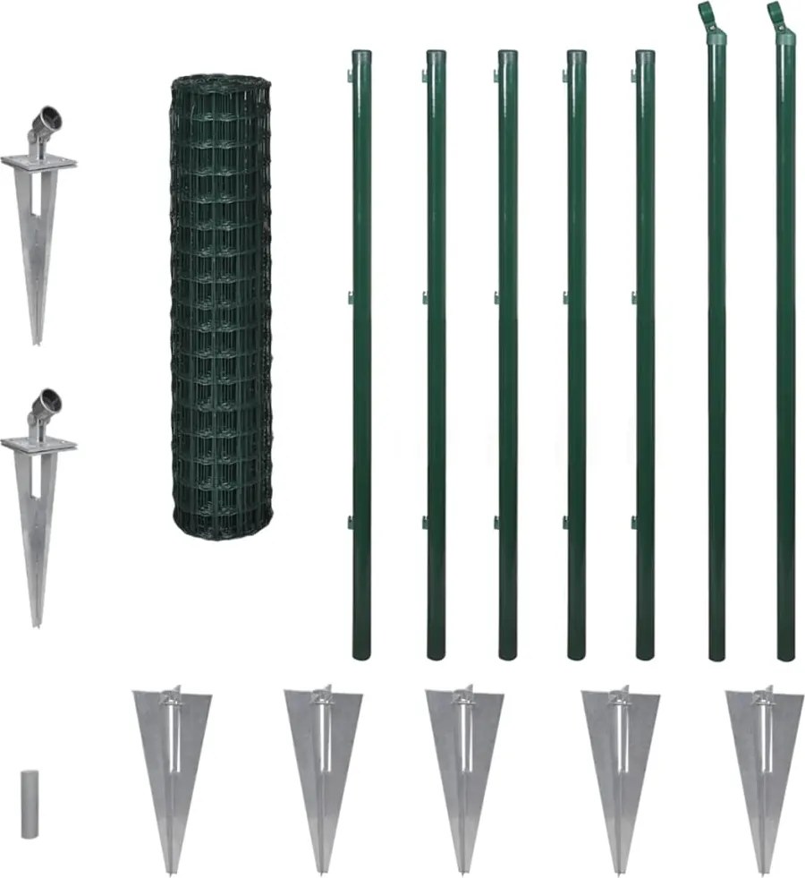 vidaXL Euro gard, verde, 10 x 1,2 m, oțel