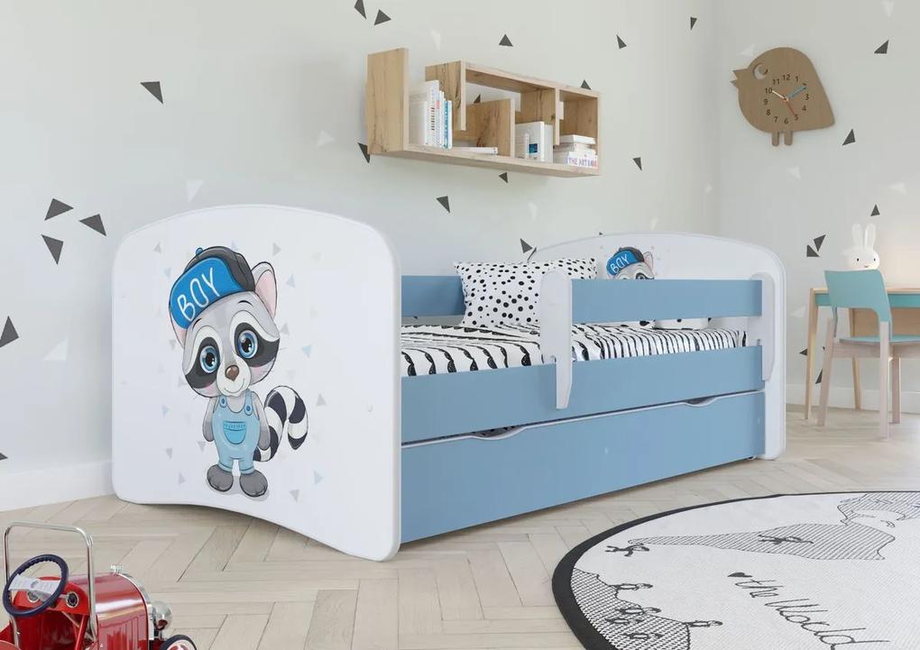copii pat cu barieră - Raccoon - albastru Racoon Blue 180x80 cm pat + spațiu de depozitare