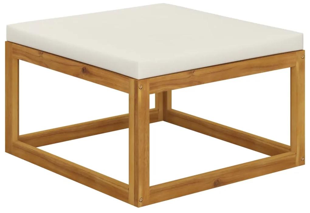 Set mobilier gradina cu perne, 6 piese, lemn masiv acacia Crem, colt + 2x mijloc + 2x suport pentru picioare + masa, 1