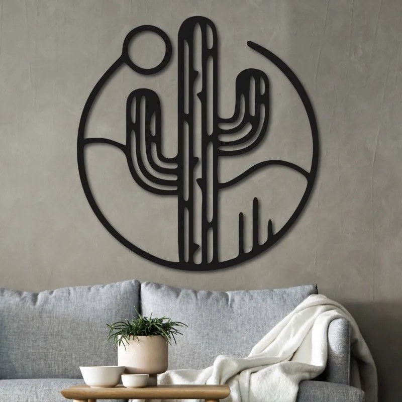 SENTOP | Imagine de perete din lemn a unui cactus cu soarele - MONK