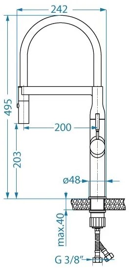 Baterie de chiuvetă cu pipă flexibilă și cap de duș ALVEUS 1150893 MIRAGE 49,5 cm